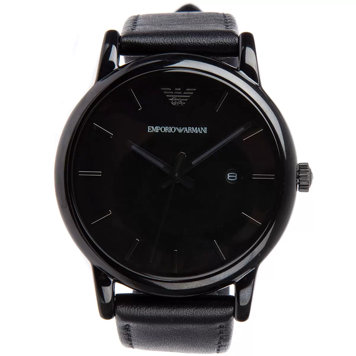 Emporio Armani Three Hand Date Black Leather Men S Watch AR1732 Yesu