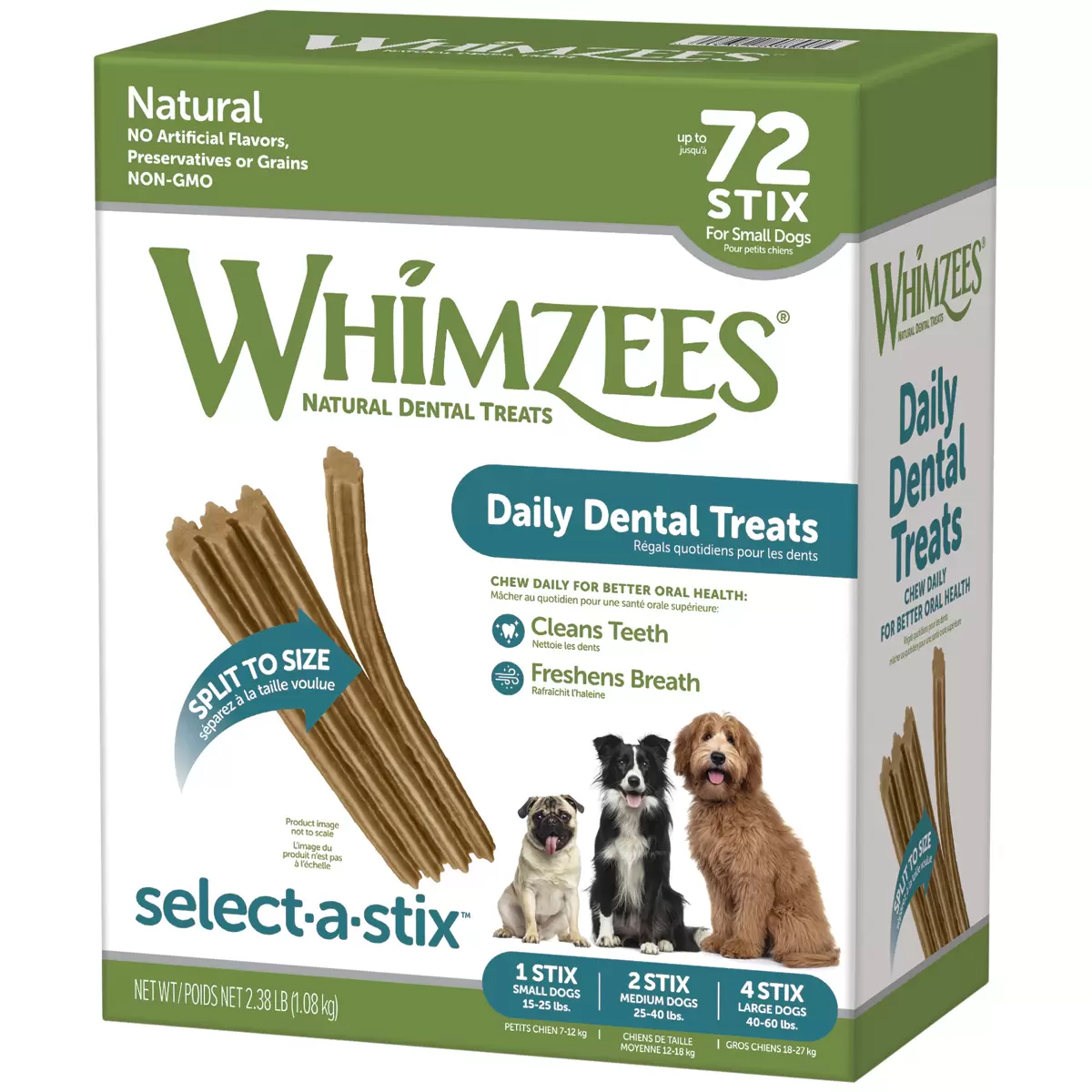 Whimzees Daily Dental Treats 72 Stix