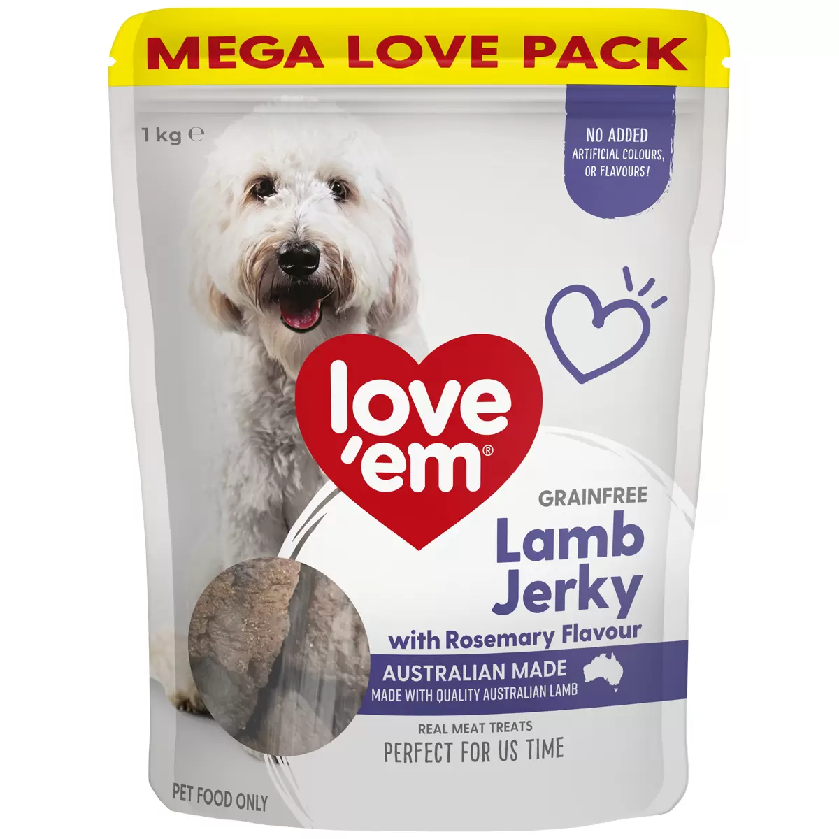 Love'em Grain Free Lamb Jerky with Rosemary Flavour Dog Treats 2 x 1kg