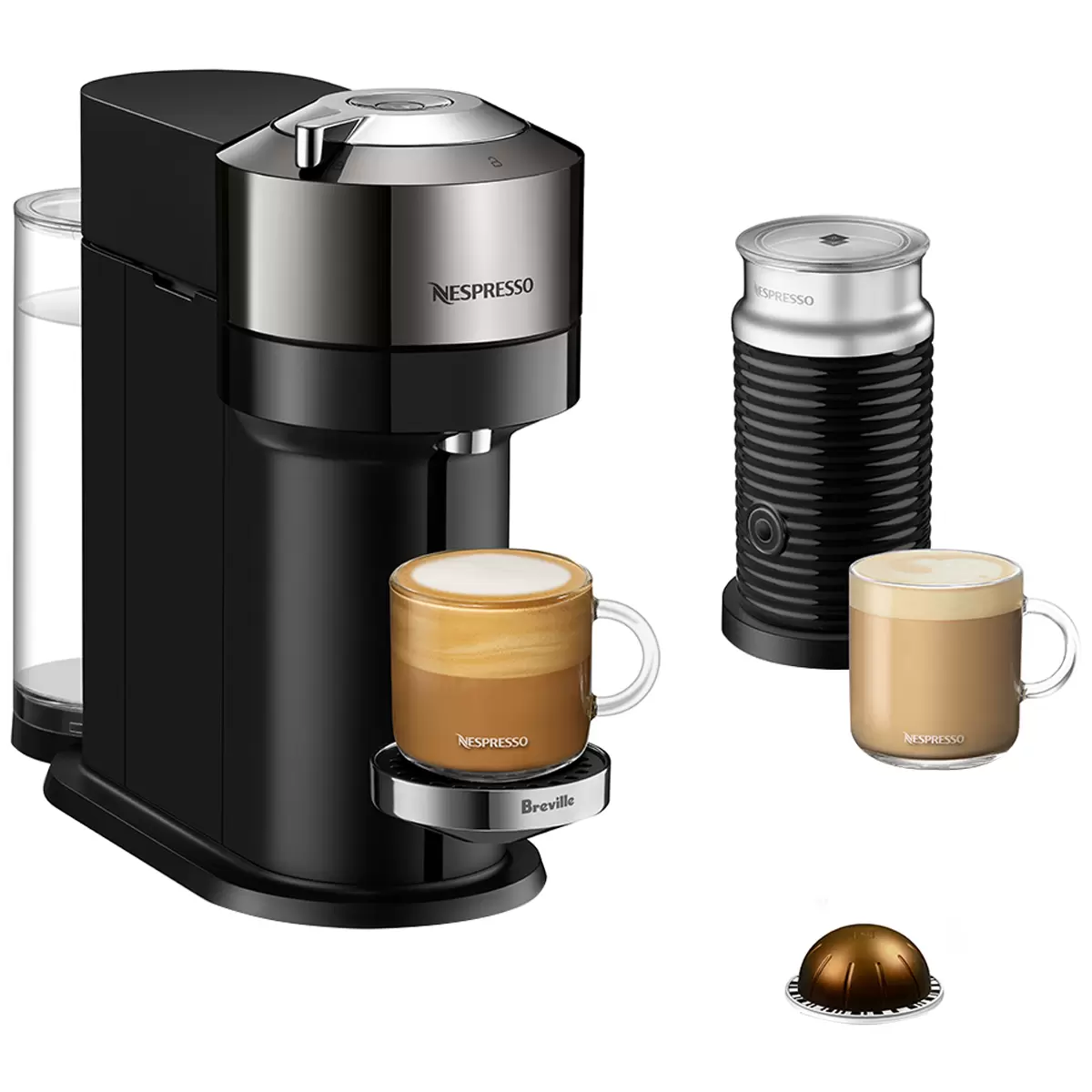 Nespresso Vertuo Next Deluxe Coffee Machine Dark Chrome Bundle