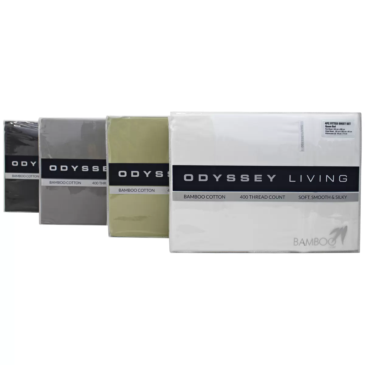 Odyssey Living 400TC Bamboo 4 Piece Sheet Set Queen