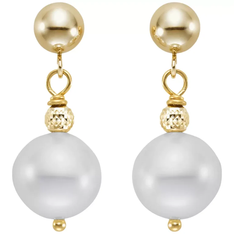 14KT Yellow Gold 8-9mm Freshwater Cultured Pearl Dangle Earring