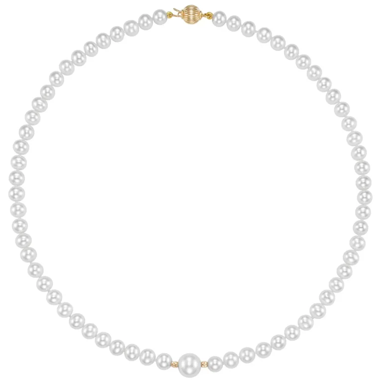 18KT Yellow Gold 6-7mm And 9-10mm Cultured Pearl Strand