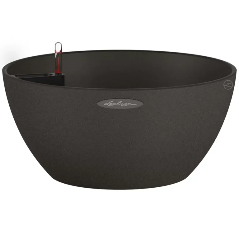 Lechuza Cubeto Stone 30 Bowl Planter Graphite Black