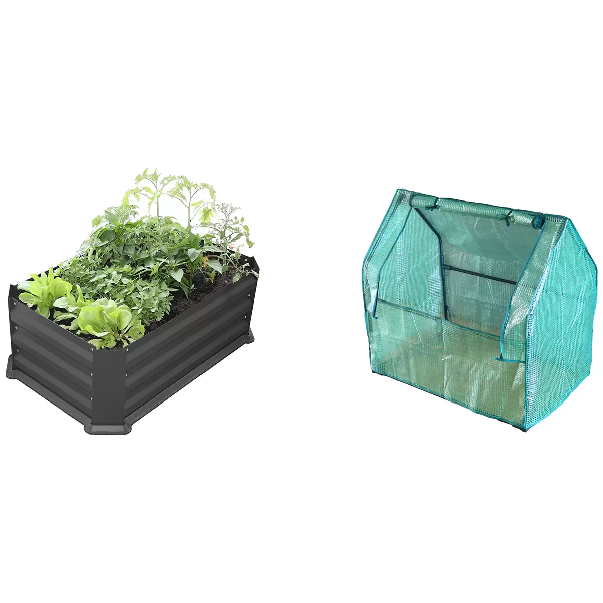 Greenlife Patio Garden Bed with Greenhouse Cover & Base 80 x 50 x 30cm