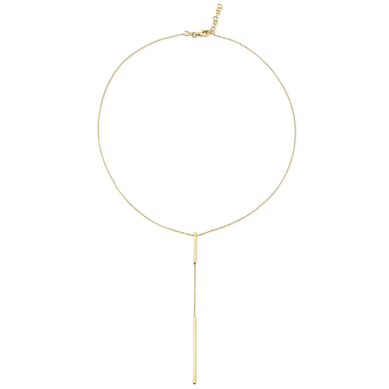 14KT Yellow Gold Y Bar Necklace