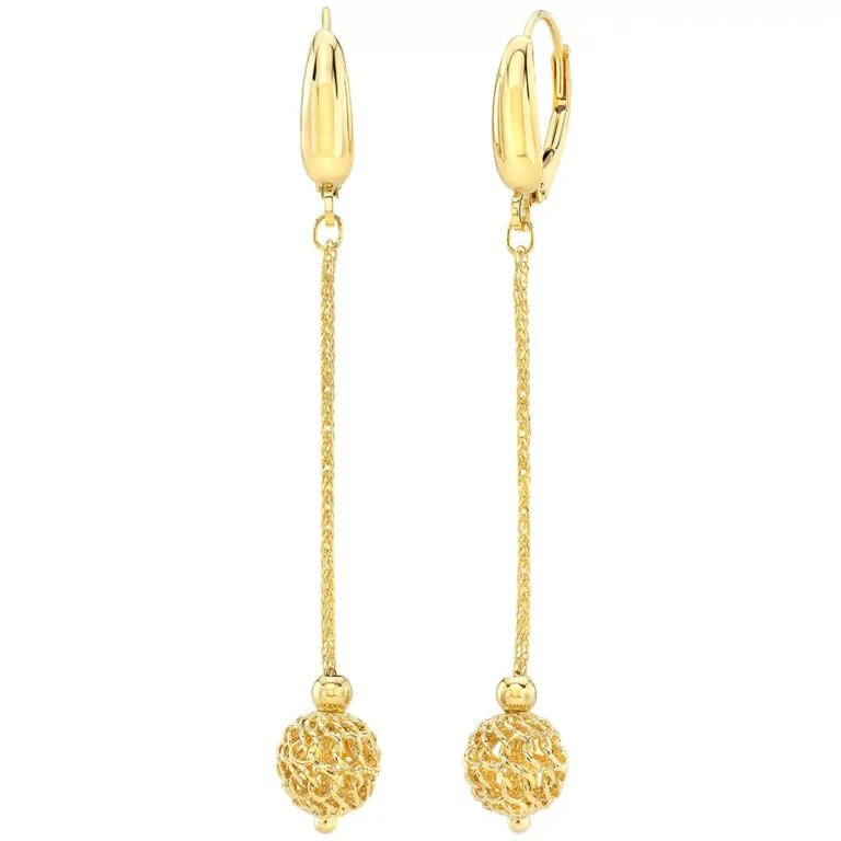 18KT Yellow Gold Dangle Sphere Earrings