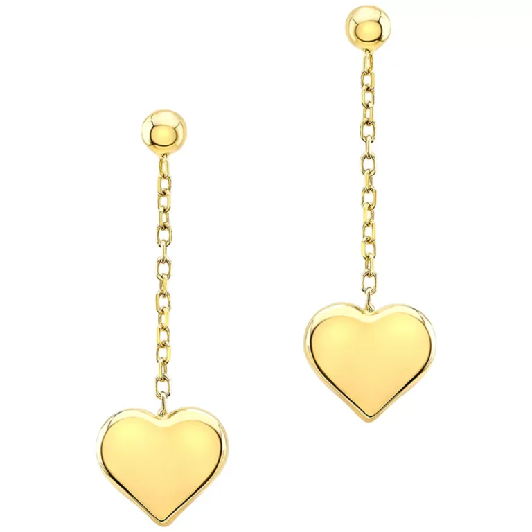 14KT Yellow Gold Heart Drop Earrings