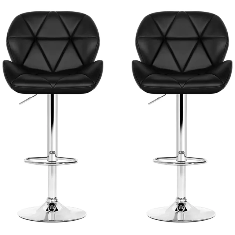 Artiss Black Gaslift Swivel Barstool With Rhombus Motif 2 Pack