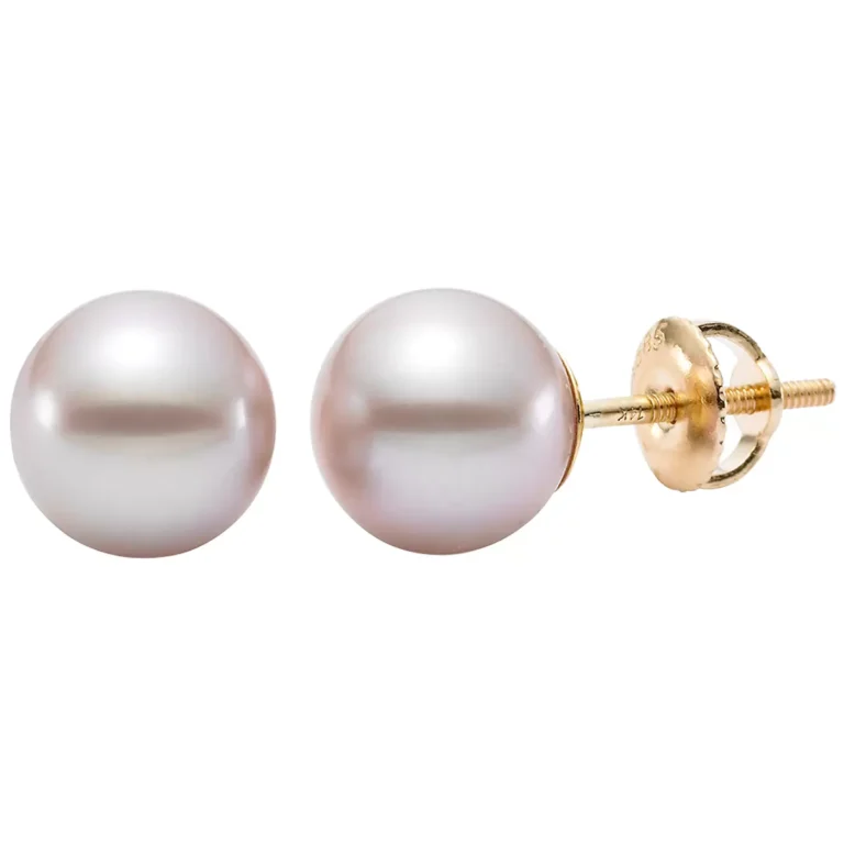 14KT Yellow Gold Pink Freshwater Pearl Earrings