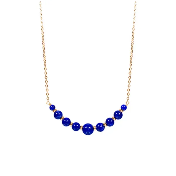 1063895 14KT Yellow Gold Graduated Lapis Bead Necklace/