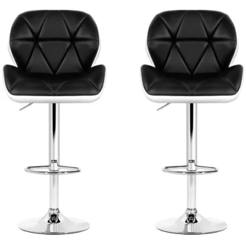 Artiss Black and White Gaslift Swivel Barstool 2 pack