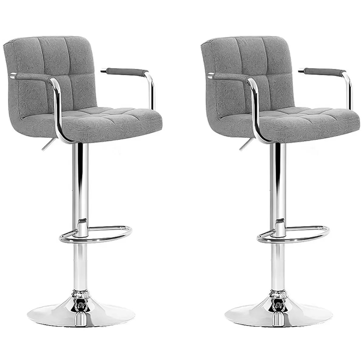 Artiss Grey Gaslift Swivel Barstool 2 pack