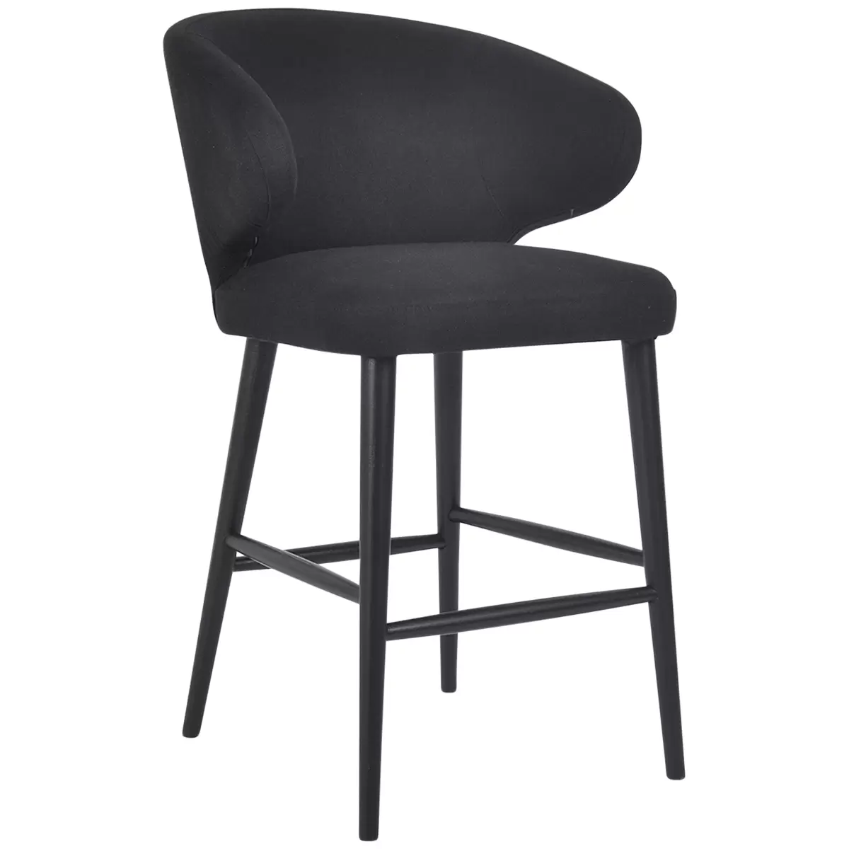 Cafe Lighting and Living Harlow Black Kitchen Stool Black Linen