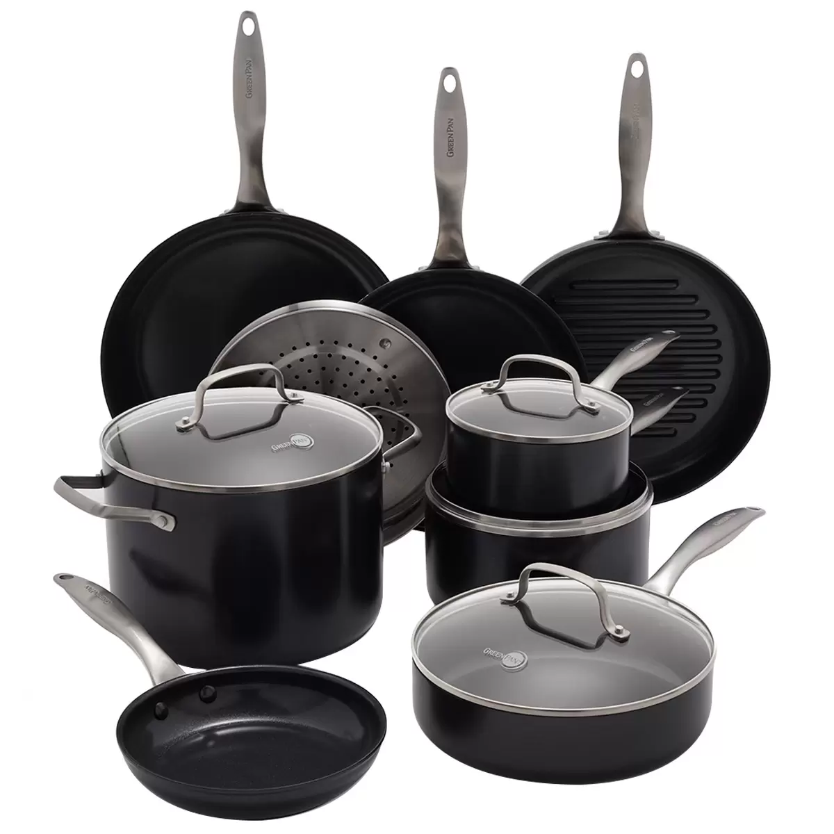 GreenPan Black Pro Ceramic Nonstick 9 Piece