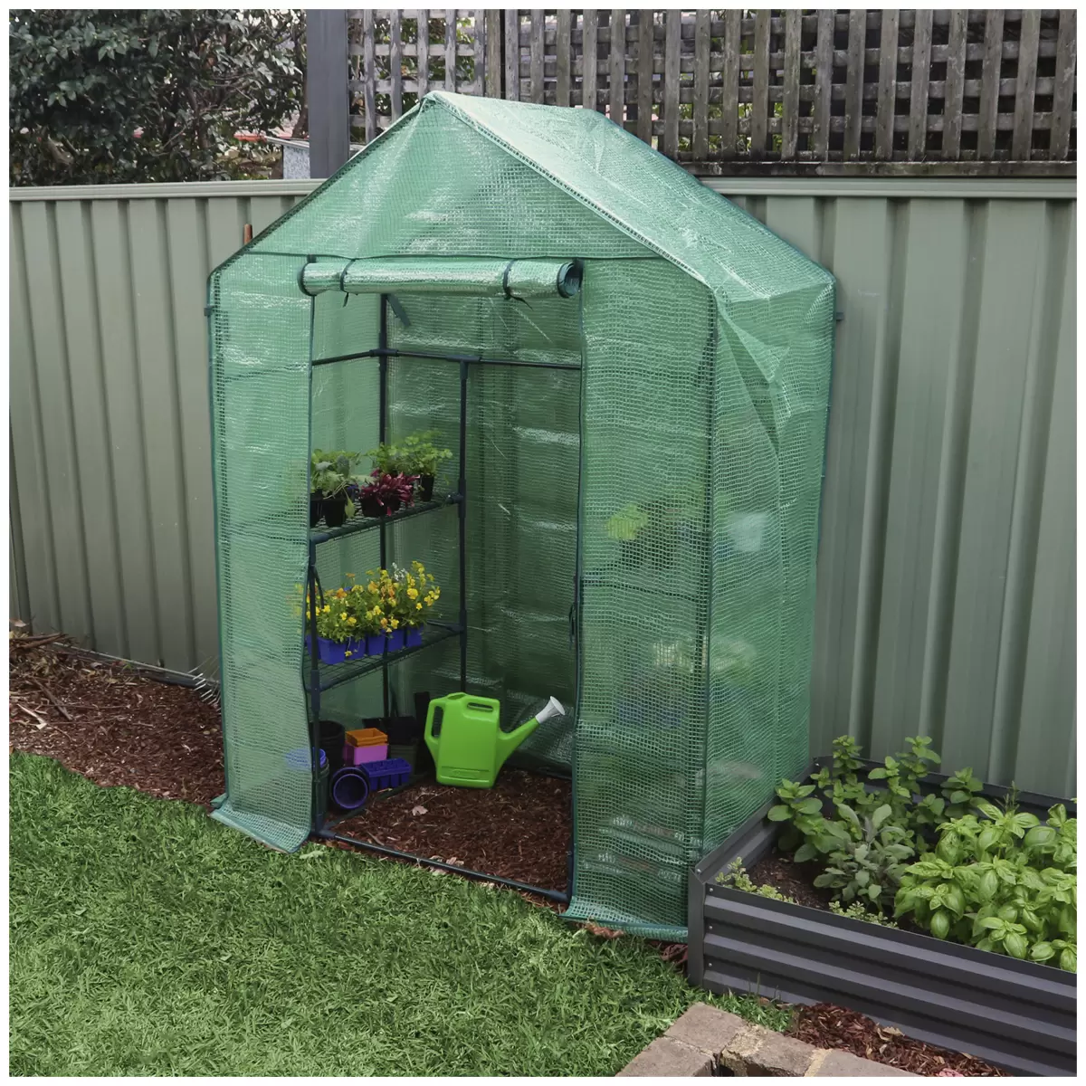 Greenlife Walk-in Greenhouse 2 Tier Twin Pack with PE Cover 195 x 143 x 73cm