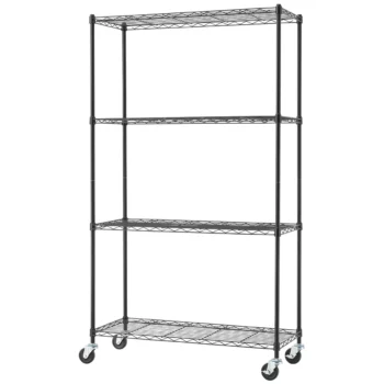 TRINITY Basics 4-Tier 36"x14"x60" Shelving Rack w/Wheels - Black