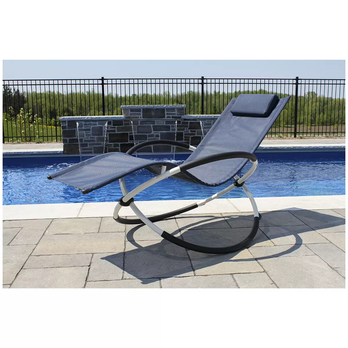 Single Orbital Outdoor Lounger Navy White