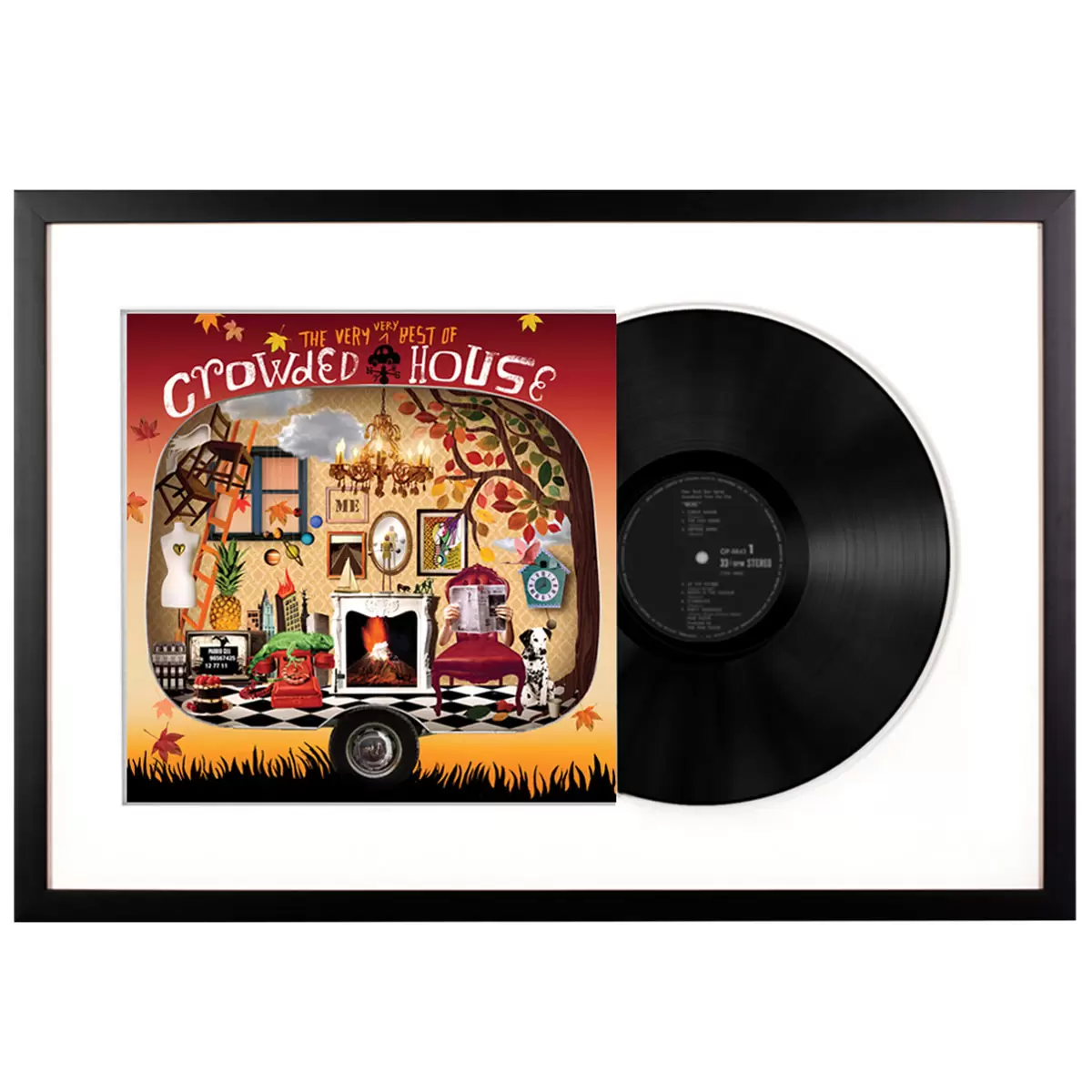 Framed Crowded House The Very Very Best Of Crowed House Double Vinyl Album Art