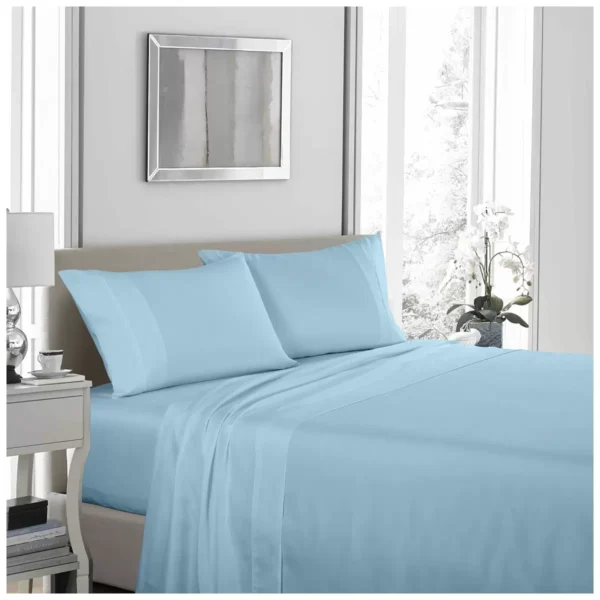 Bdirect Royal Comfort 1200TC Ultrasoft 4 piece sheet set Double -Sky Blue