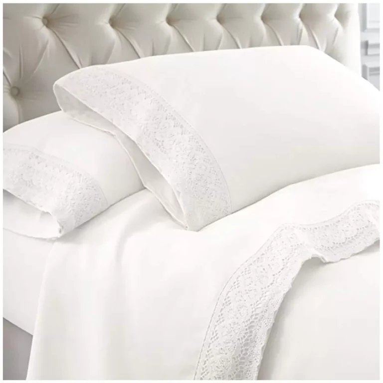 Kingtex 1500 Thread Count Crochet Lace Microfibre Sheet Set Double