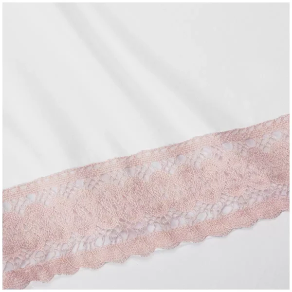 Kingtex Crochet-lace Microfibre Sheet Set 1500 Series Single - Rose Pink/White