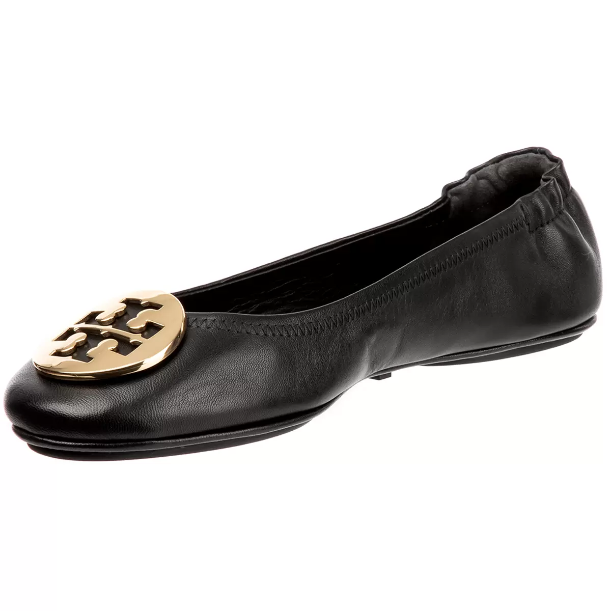 Tory Burch Minnie Travel Logo Ballerina Flats - Black Gold