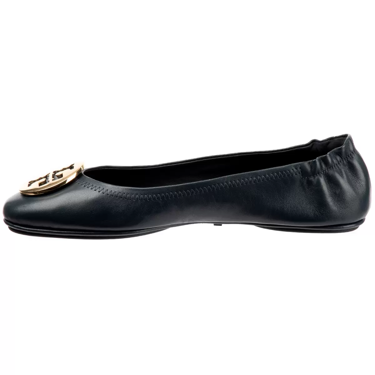 Tory Burch Minnie Travel Logo Ballerina Flats - Navy Gold