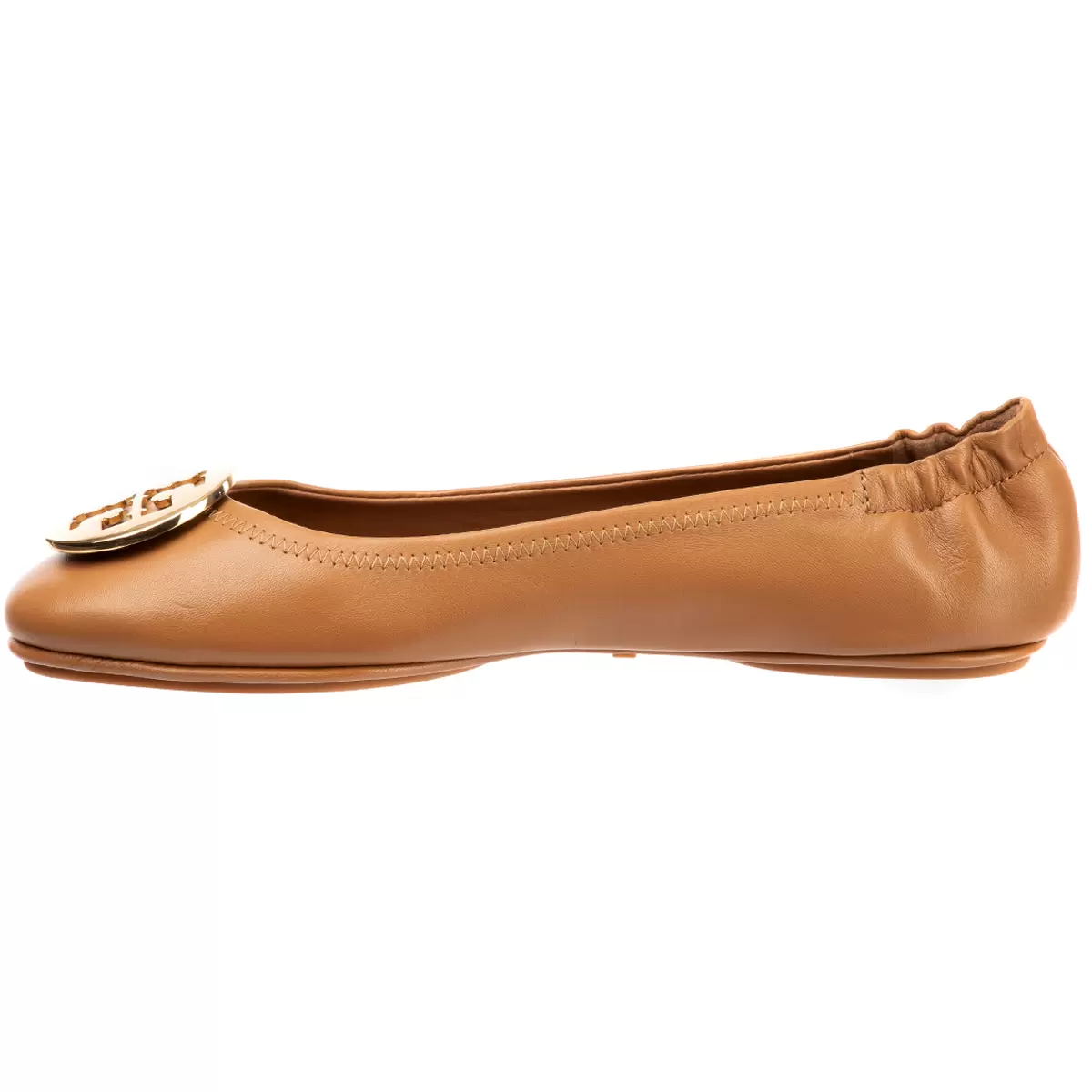 Tory Burch Minnie Travel Logo Ballerina Flats - Tan Gold