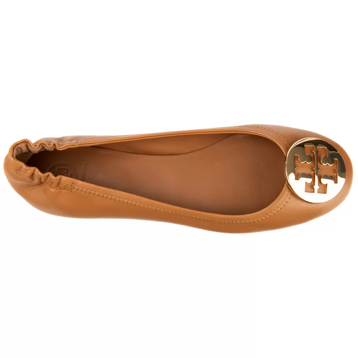 Tory Burch Minnie Travel Logo Ballerina Flats - Tan Gold