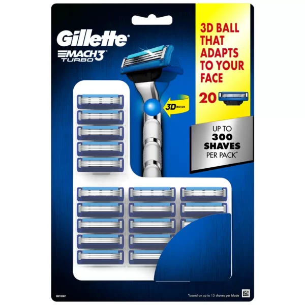 Gillette Mach3 Turbo Replacement Cartridges 20 Count