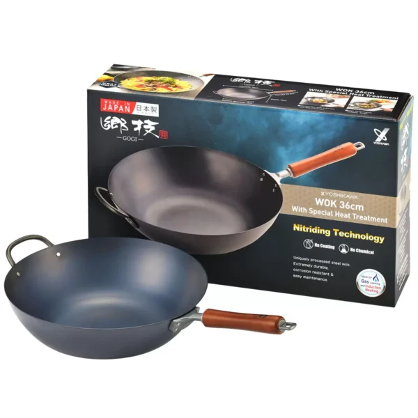 Yoshikawa Gogi Carbon Steel Wok 36cm