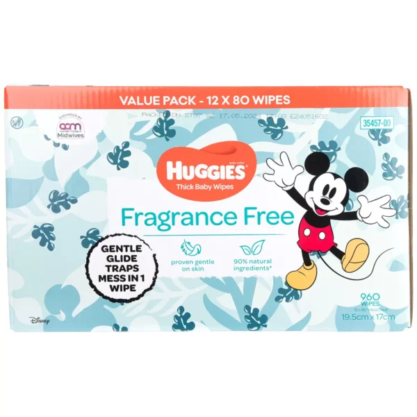 Huggies Fragrance Free Baby Wipes 80 x 24