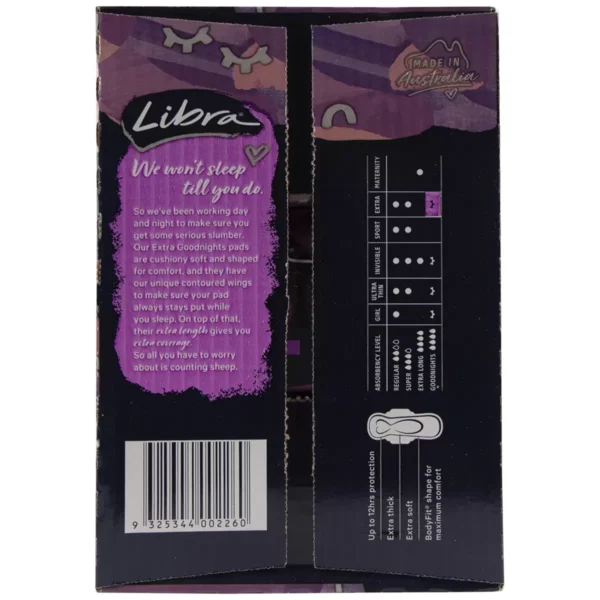 Libra Extra Long Goodnight Pads With Wings 60 Pack