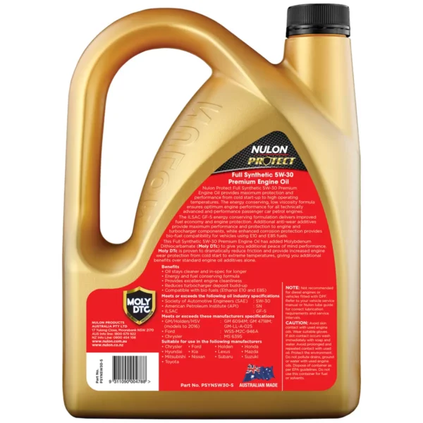 Nulon Protect Full Synthetic Petrol Engine Oil 5W-30 5L