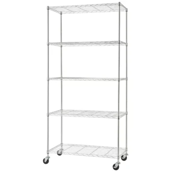 TRINITY Basics 5-Tier 36"x18"x72" Shelving Rack w/Wheels - Chrome