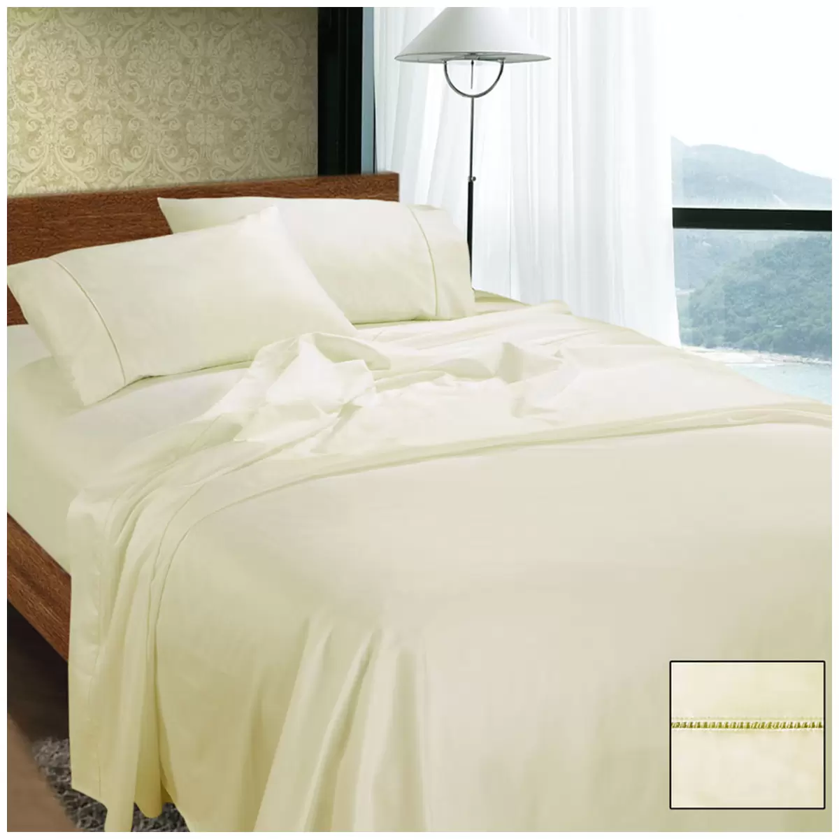 Kingtex 1100 Thread Count RAMESSES Cotton Sateen Sheet Set King - Cream