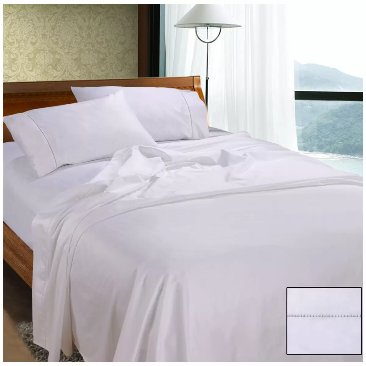 Kingtex 1100 Thread Count RAMESSES Cotton Sateen Sheet Set King - White