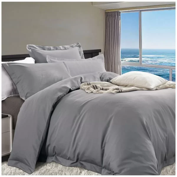 Kingtex Cotton Rich Quilt Cover Set 1200 Thread Count Queen - Charcoal