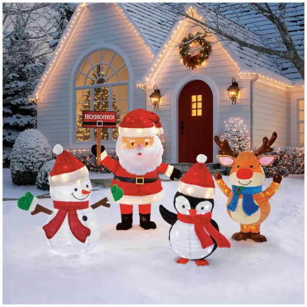 LED Santa with friends 4 piece