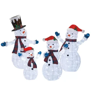 LED Snowman Family 4 Pieces