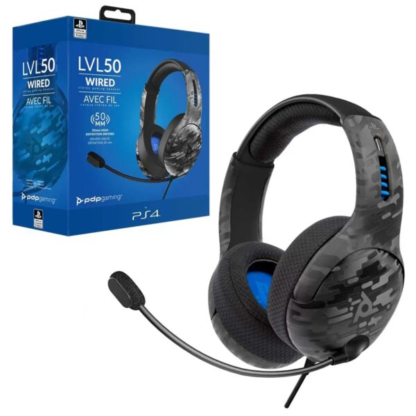 PDP LVL 50 Wired Stereo Gaming Headset For PlayStation Black Camo