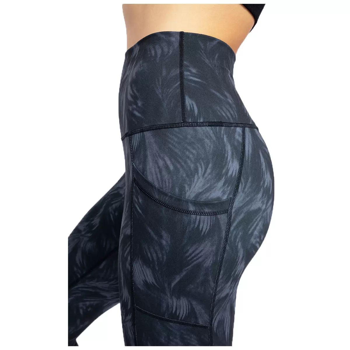 91 Degree Feather Palm Tree Ankle Legging Black