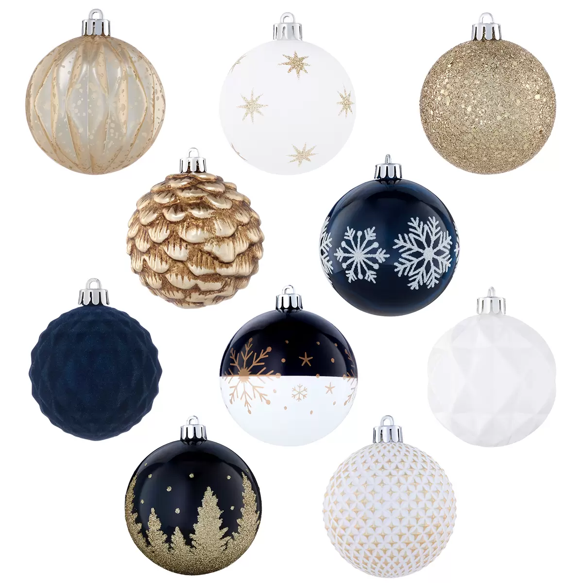 Shatter Resistant Holiday Ornaments 78 Piece Blue/Gold