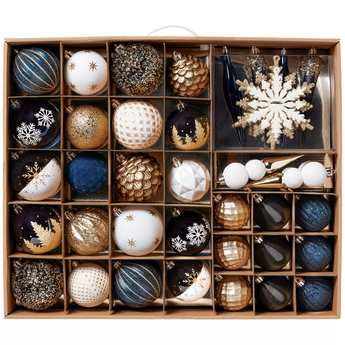 Shatter Resistant Holiday Ornaments 78 Piece Blue/Gold