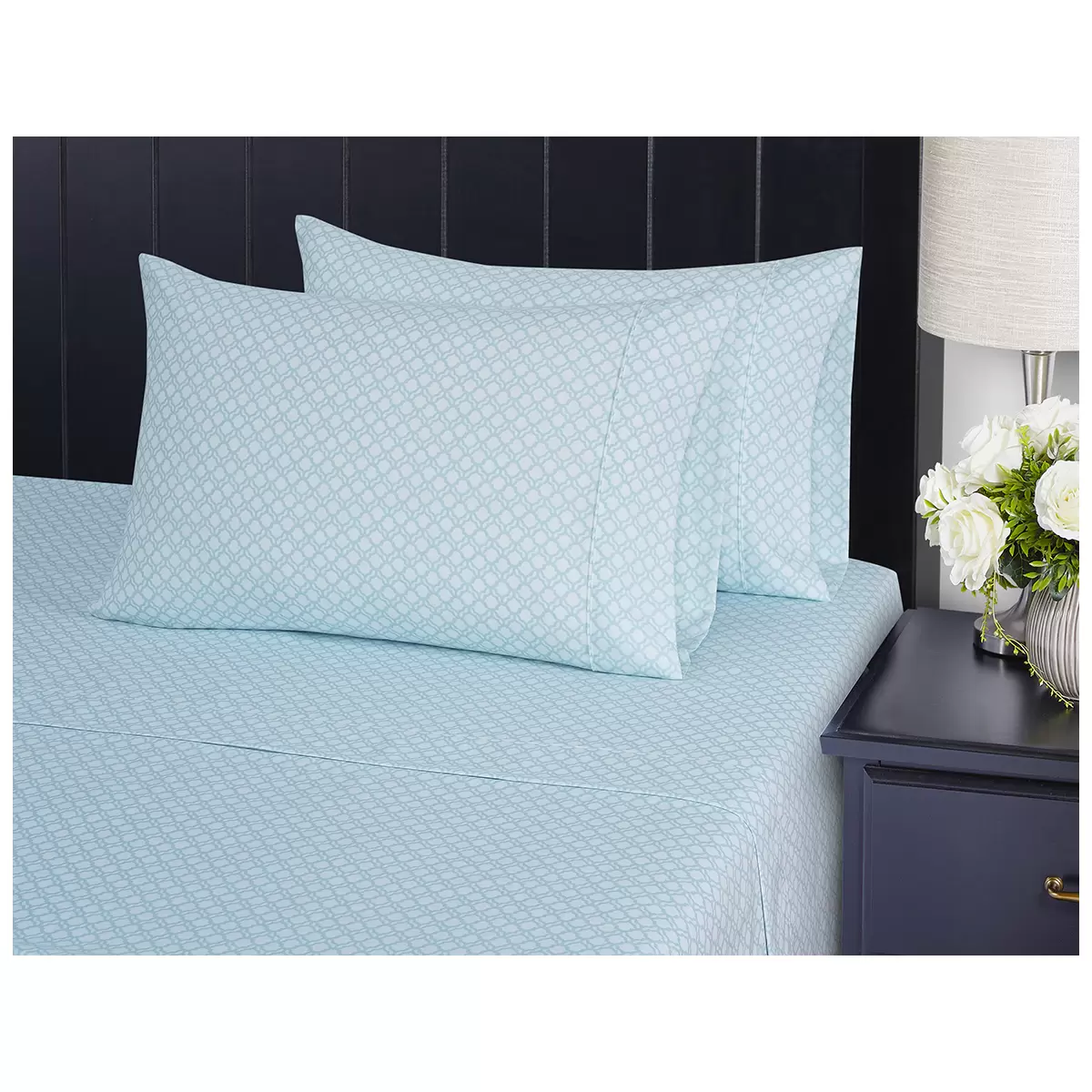 Southpoint Sheet Set Queen 6 Piece Zephyr Trellis Blue